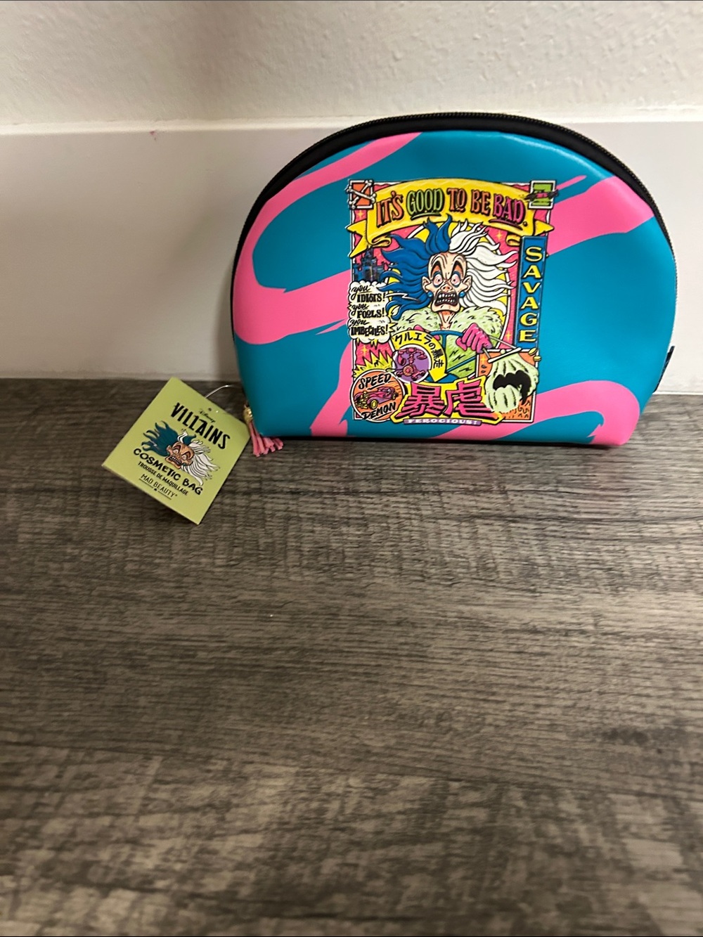 Disney Villains 'It's Good to Be Bad' Turquoise & Pink Cosmetic Bag